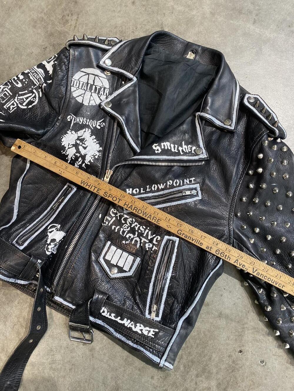 Vintage 90s Punk Studded Leather Jacket anticimex discharge - Picture 15 of 15